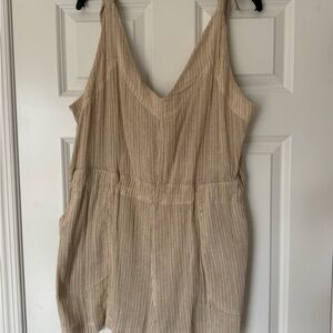 Free People Tan Striped Jumpsuit